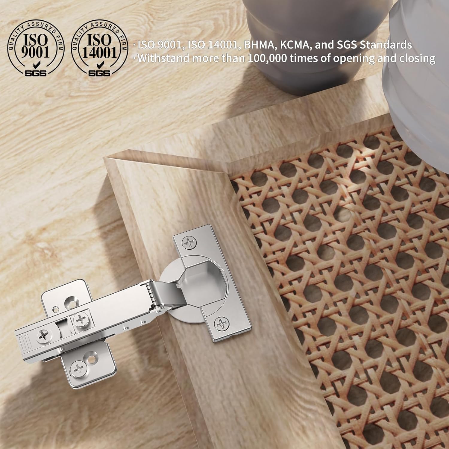 20 Pack Frameless Full Overlay Soft Close Concealed Hinges, Satin Nickel, Self Closing, 105° Open Angle 3D Adjustment, Stop 85 ＆ 105 Degrees, Clip On, Stainless Steel for Cabinet Door