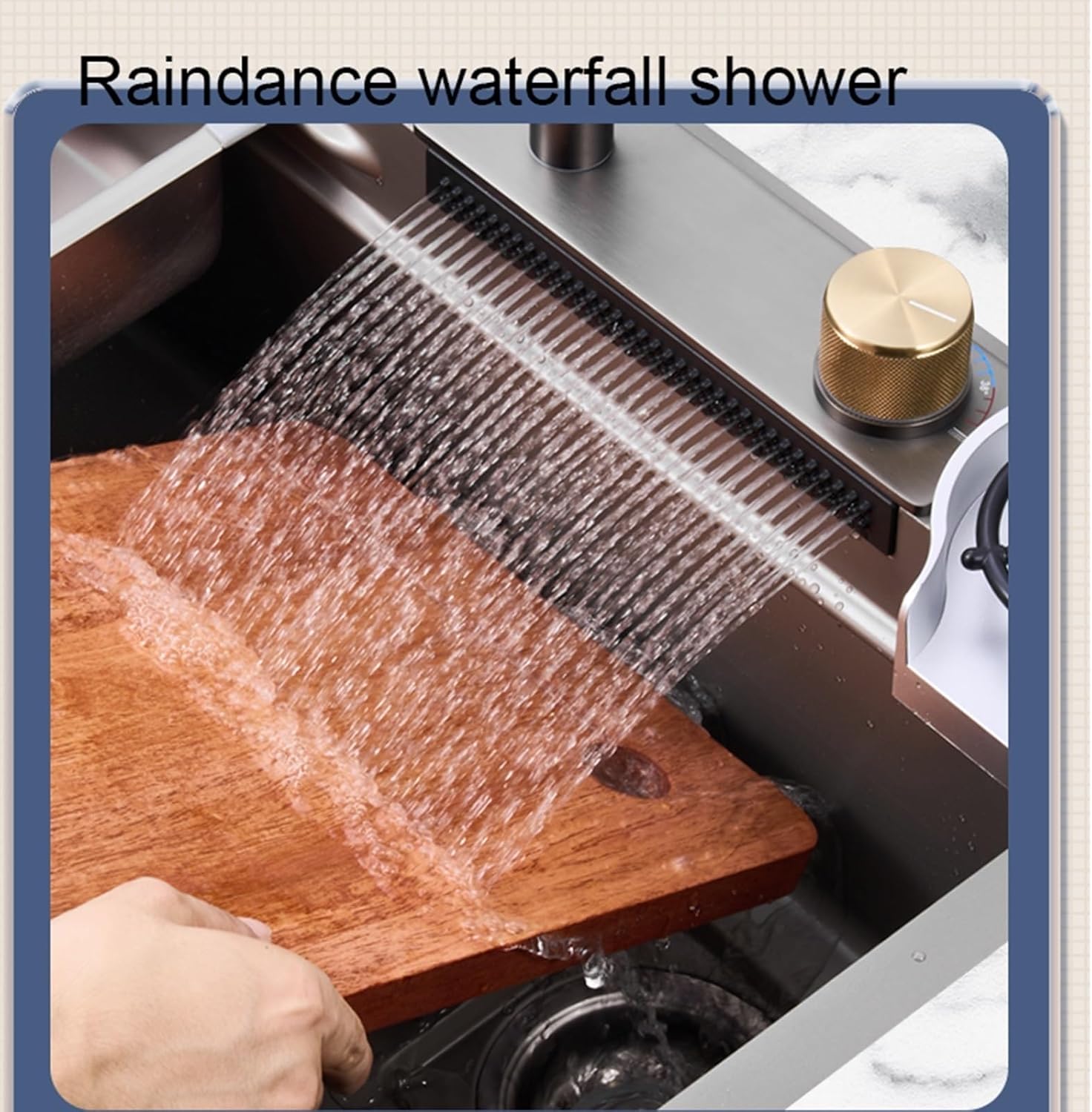 Kitchen Sink, Stainless Steel Waterfall Sink, Household Multi-Functional Dishwashing Sink, Suitable for Rvs, Bars,7545