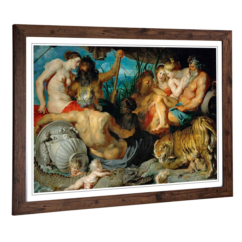 Big Box Art Framed Print of Peter Paul Rubens The Four Continents Design | Wall Art Picture | Home Decor for Kitchen, Living Room, Bedroom, Hallway, Walnut, A2 / 24.5x18 Inch / 62x45cm