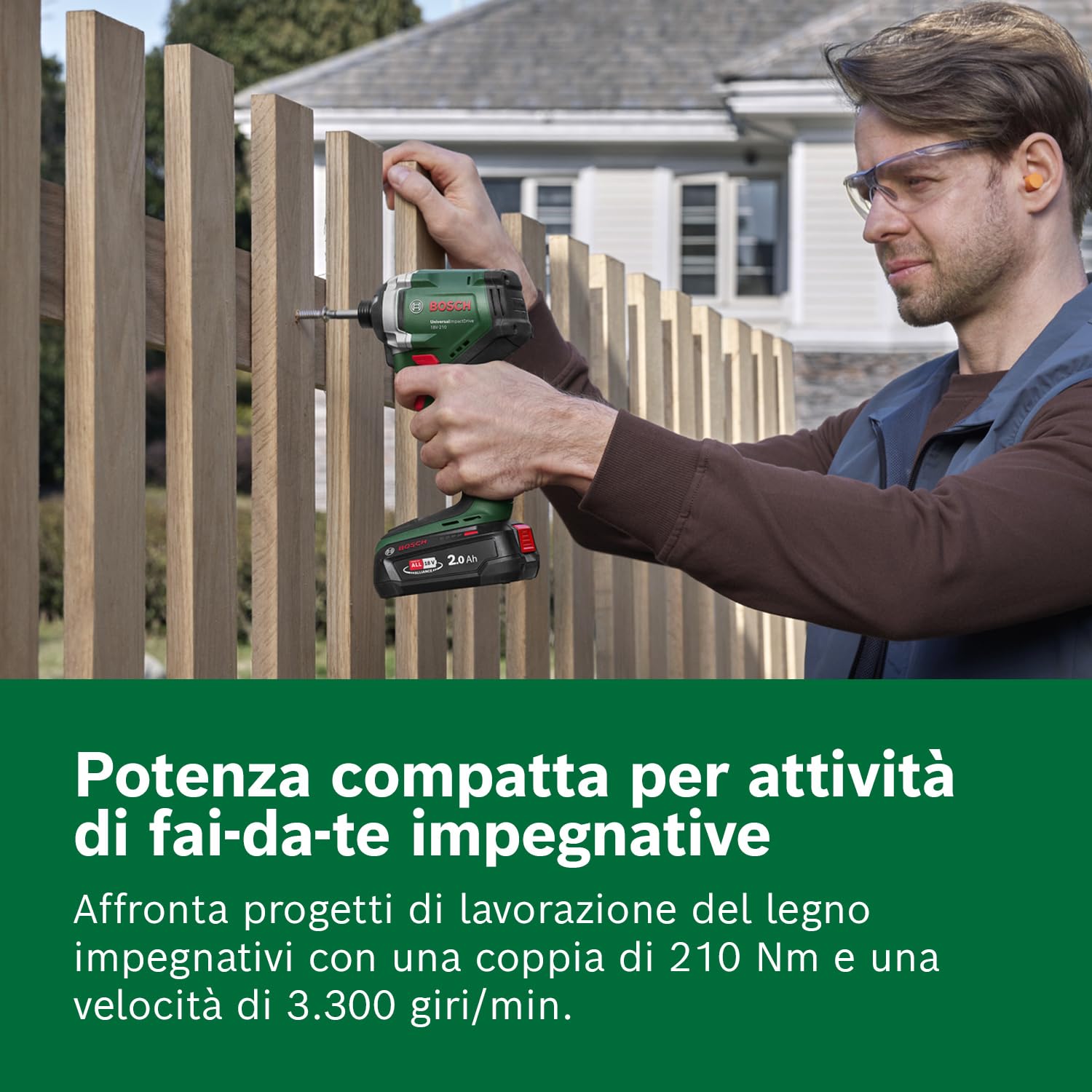 Bosch 18V System Avvitatore a massa battente a batteria UniversalImpactDrive 18V-210 (avvitatore a massa battente potente e compatto per la lavorazione del legno)