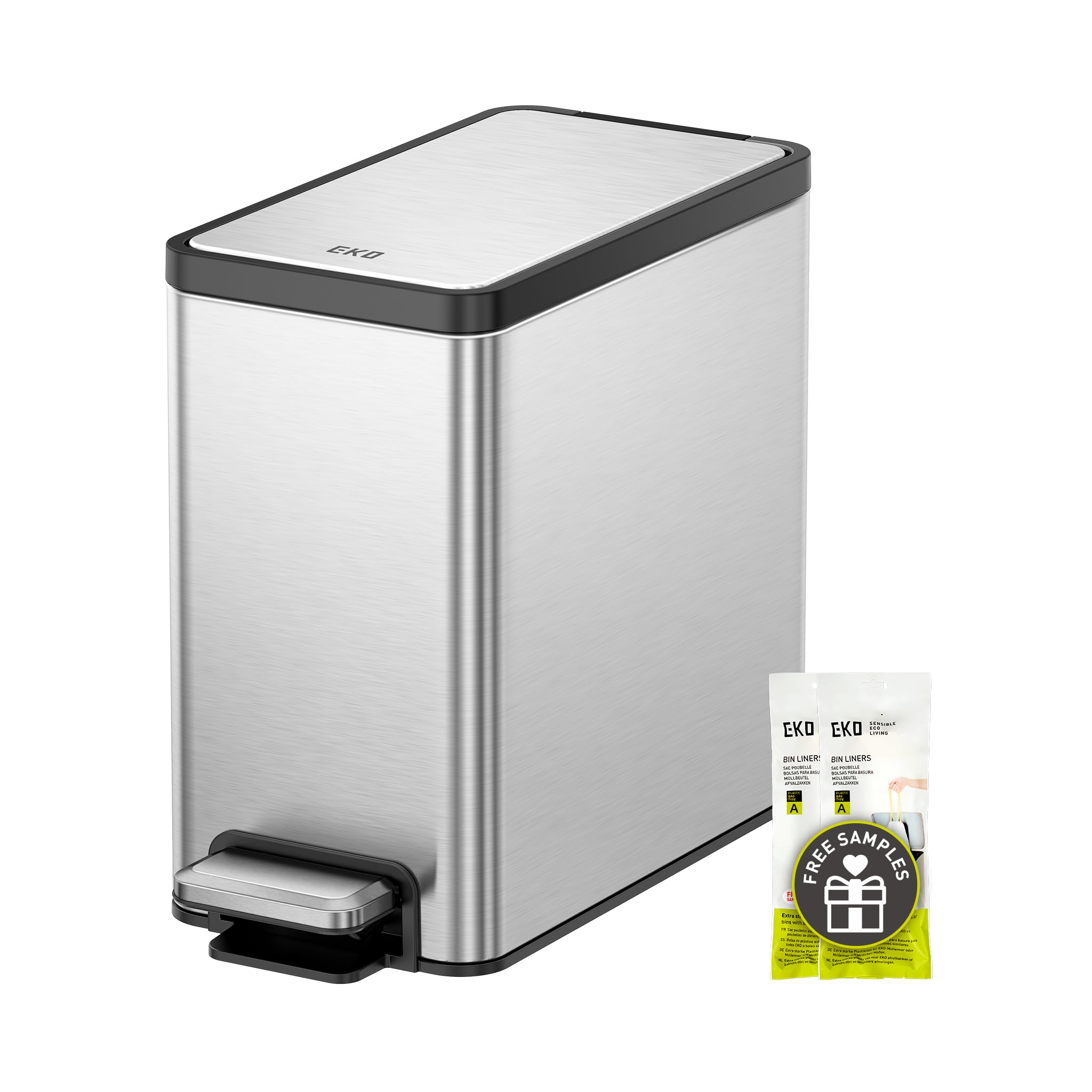 Poubelle en acier inoxydable EKO 6l avec couvercle hermétique et finition haute résistance
