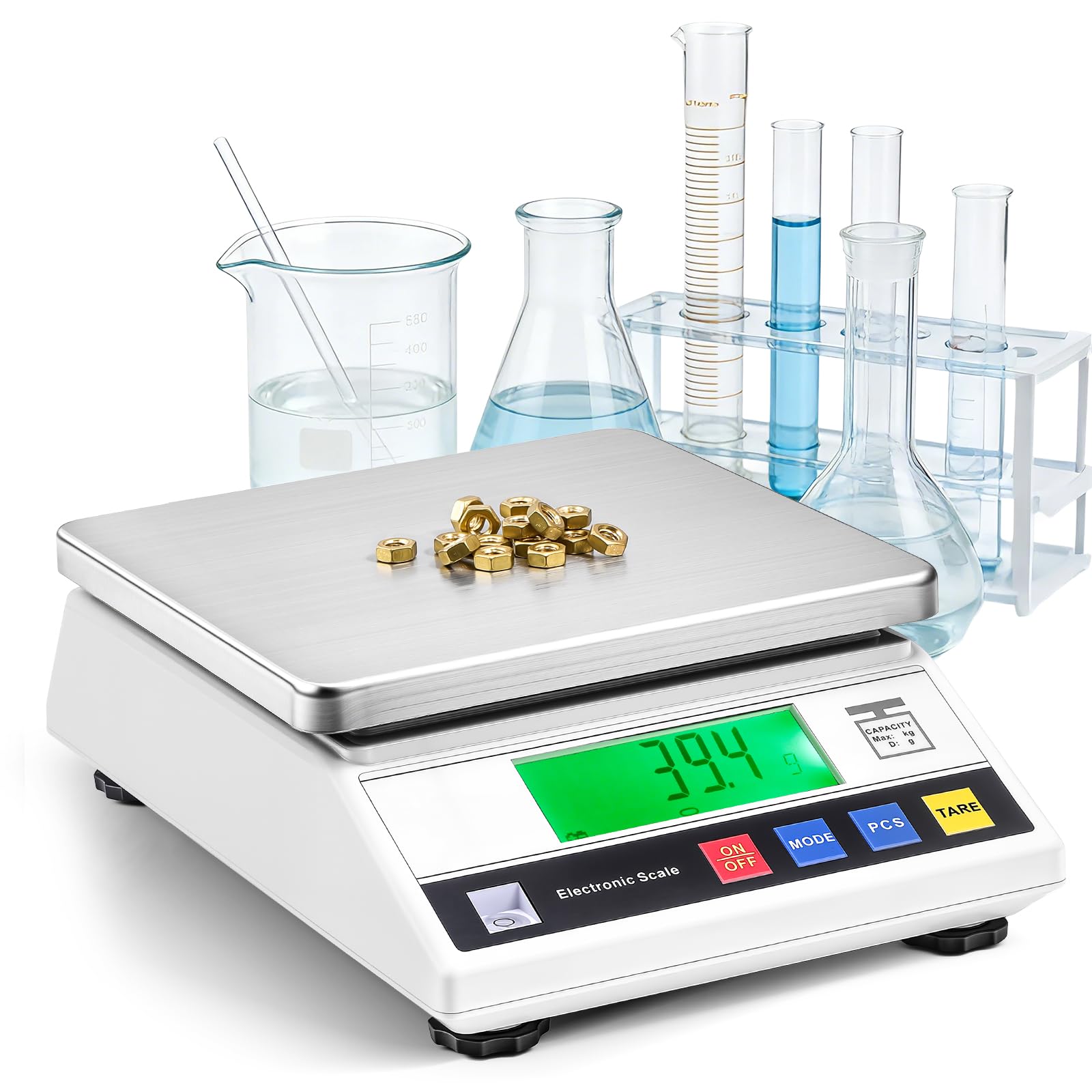 Bonvoisin Bilancia di Precisione 7500g/0.1 g, Bilancia di Contapezzi Industriale con 13 Unità di Conversione, Bilancia di Analisi Digitale Laboratorio per Gioielli e Scuola con Certificazione CE