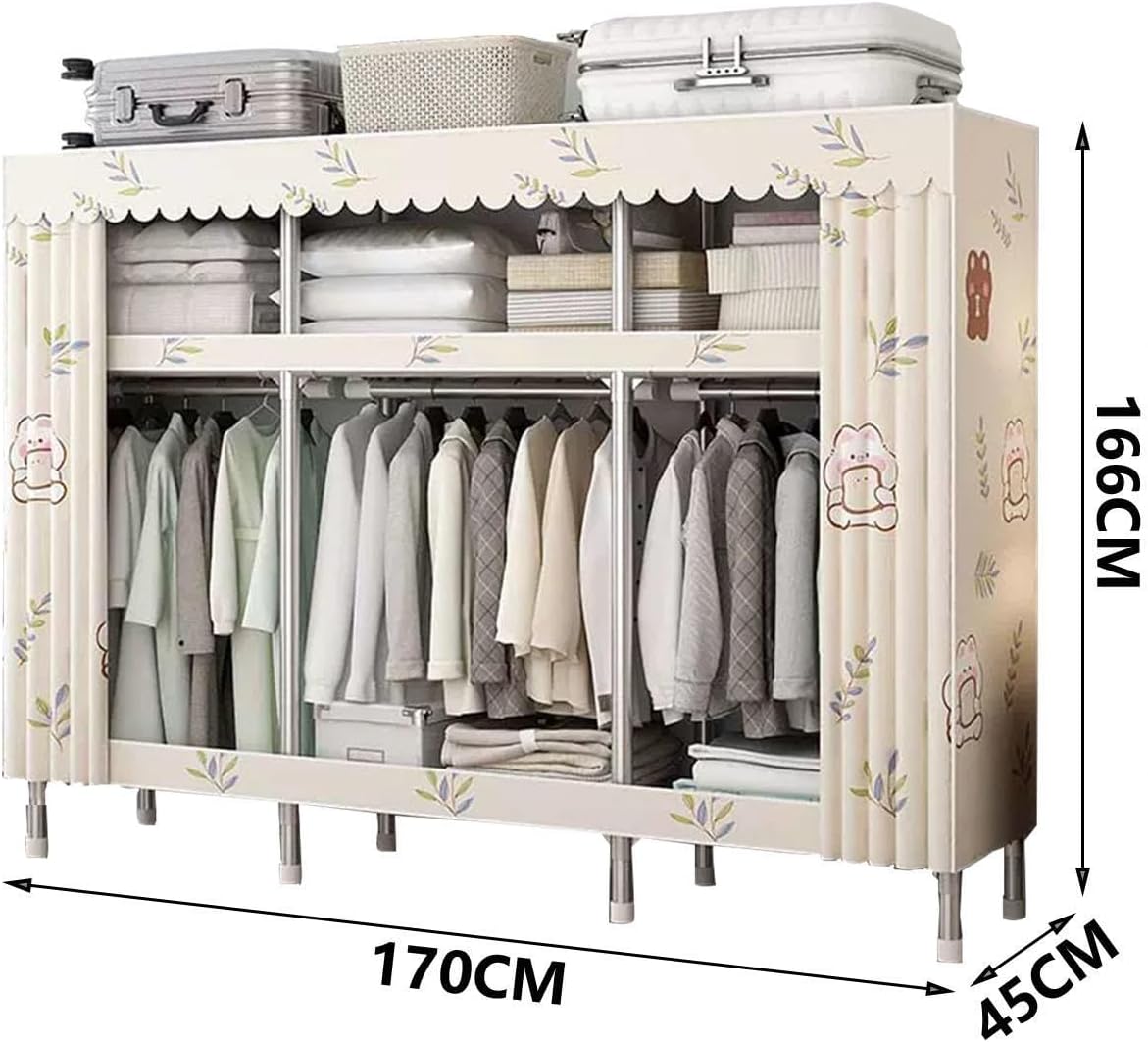 Wardrobe, Portable Wardrobe, Clothes Closet Storage with Hanging Rail, Foldable Closet for Bedroom Easy to Assemble,B-170x45x166cm