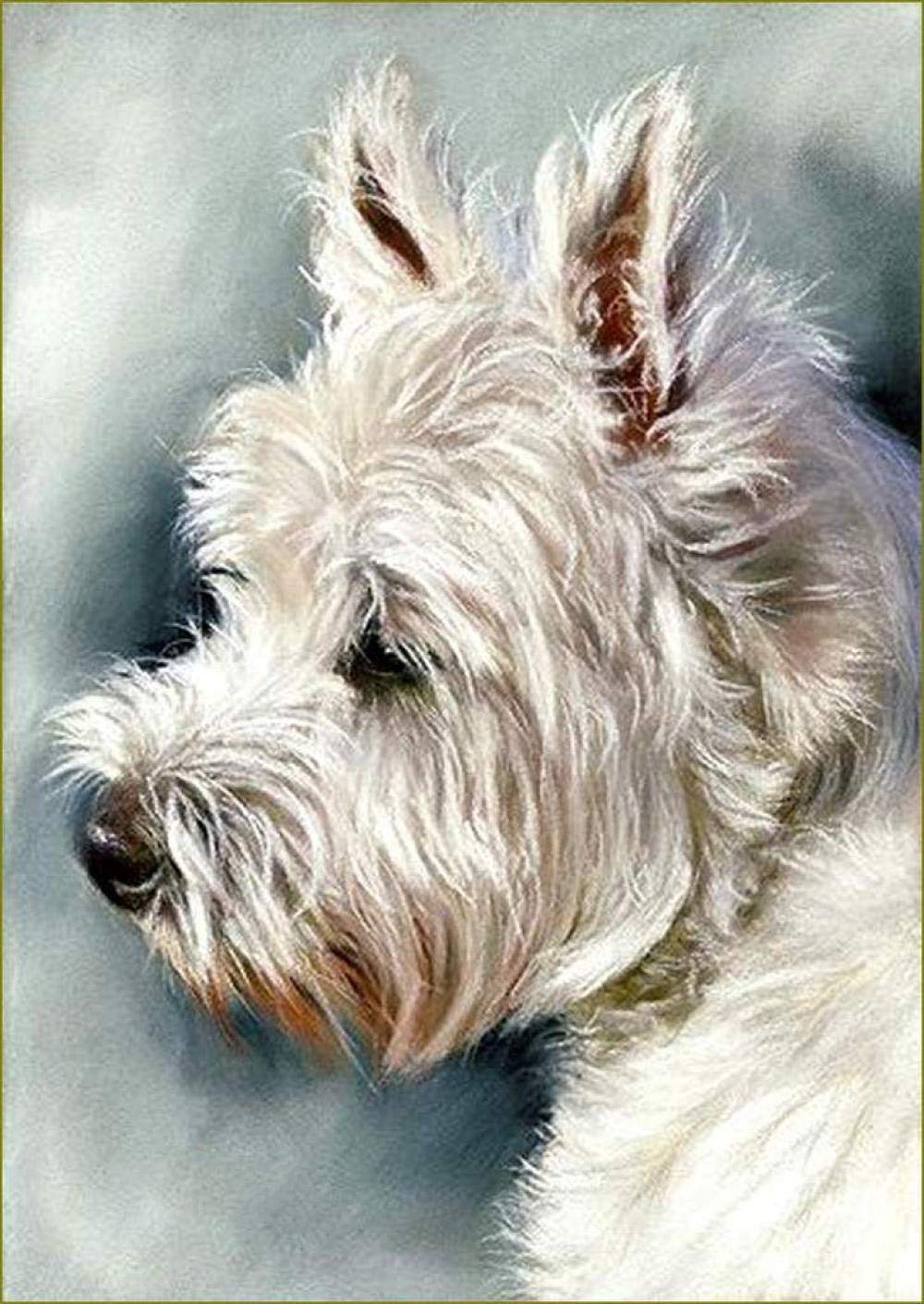 Nprzm H434 Diy 5D Diamond Painting Kits Westie Dog Full Drill Diamond Embroidery Craft Rhinestone Crystal Home Wall Decor 30X40cm