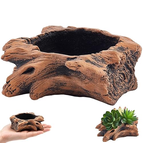 CRASPIRE Small Driftwood Planter Pot Artificial Tree Stump Cute Vintage