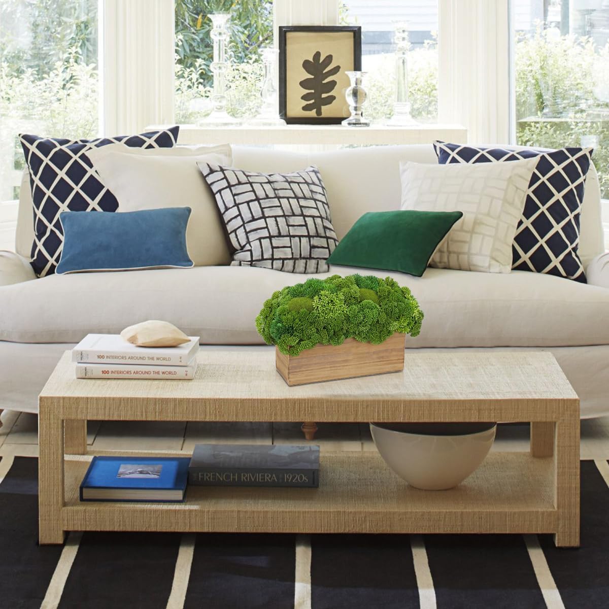 Briful Succulent Plants Artificial Fake Succulent Arrangement in Wooden Planter Pot Faux Plants Indoor for Home Office Dining Table Kitchen Shelf Decor