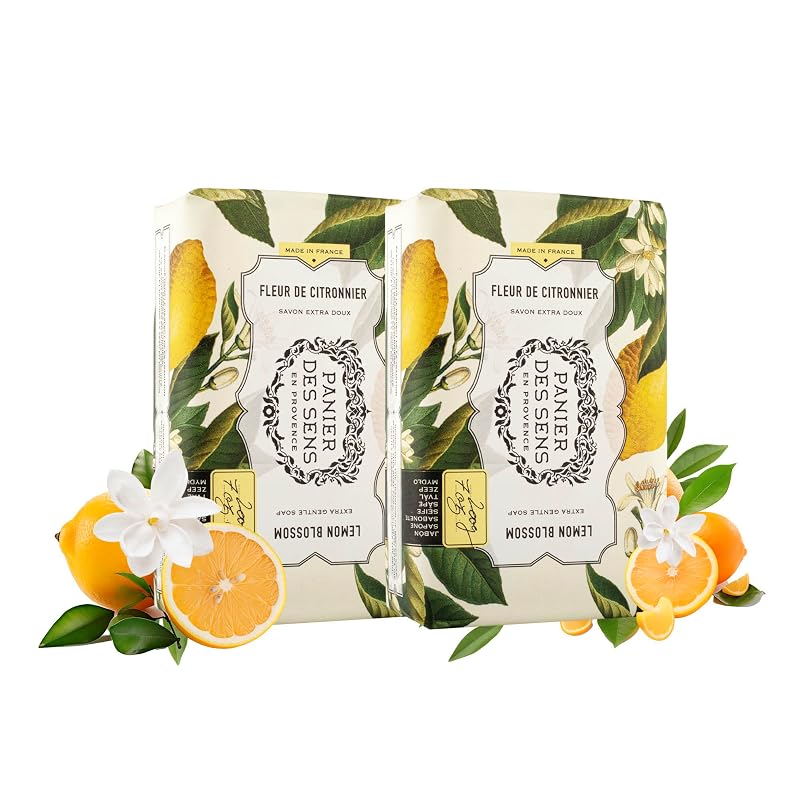 Panier des Sens Sabonete em Barra de Manteiga de Karité com Fragrância de Flor de Limão, Pacote com 2