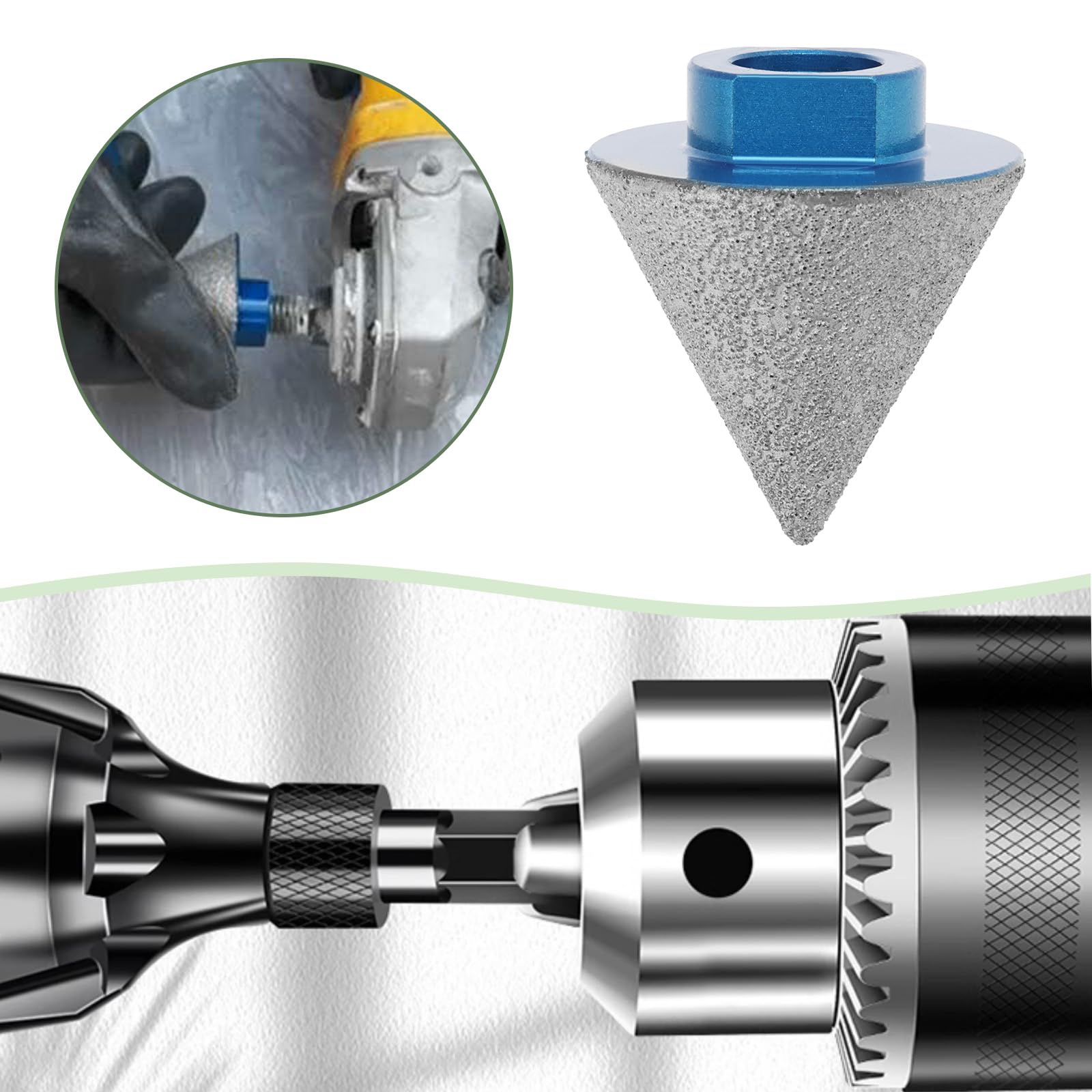 LT Easiyl 60 Degrees Diamond Beveling Chamfer Bit 50mm x M14 Thread Cone Tile Bit Grit #80/100 for Existing Holes in Tiles Marble Granite Shaping Enlarging Grinding - Image 3