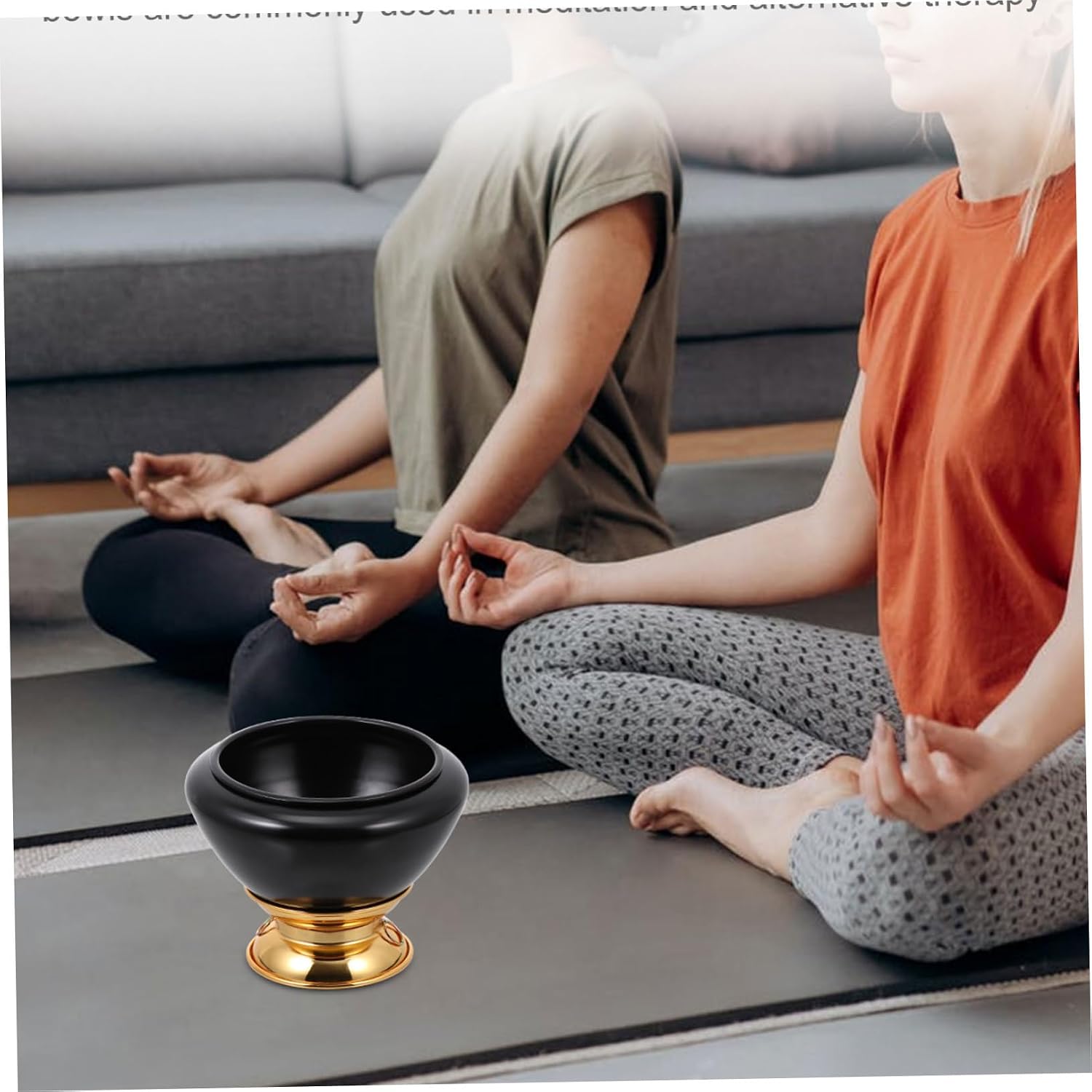 Black Copper Tibetan Singing Bowl for Meditation Small Size Yoga Sound Bowl Set Mallet for Mindfulness and Relaxation
