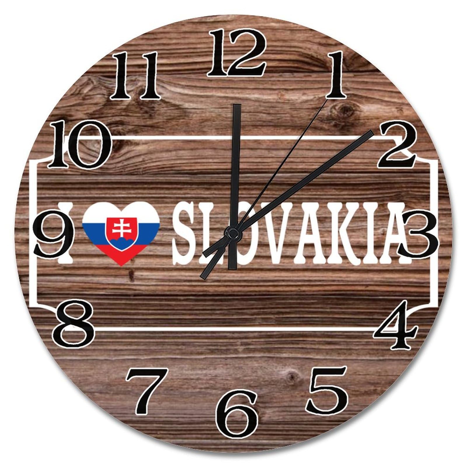 Horloge murale bois avec drapeau Slovaquie suspendue silencieuse