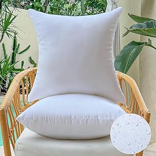 Wasserdicht Kissenfüllung 40 x 40 cm 2er Set Outdoor Kissen für Couch Gartenmöbel Patio Kissen Weiße Quadratische Kopfkissen Kleine Sofa Dekorative Zierkissen