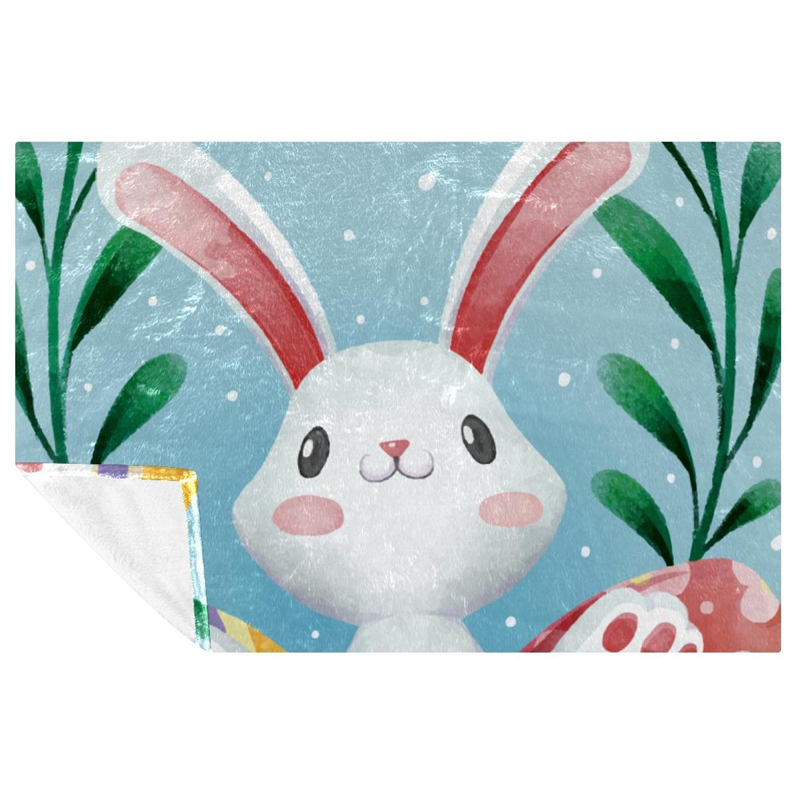 Couverture douce motif lapin 150x100 cm chaude pour lit et canapé