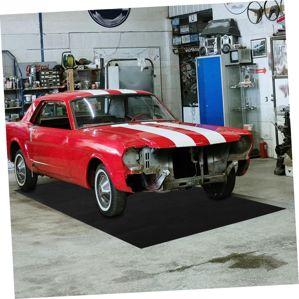 FOMIYES Ölauffangmatte Garage 36x72cm aus Robusten Fasern Waschbar und rutschfest Bodenmatte für Autofußboden Werkstatt und Garagenbodenschutz gegen Ölflecken