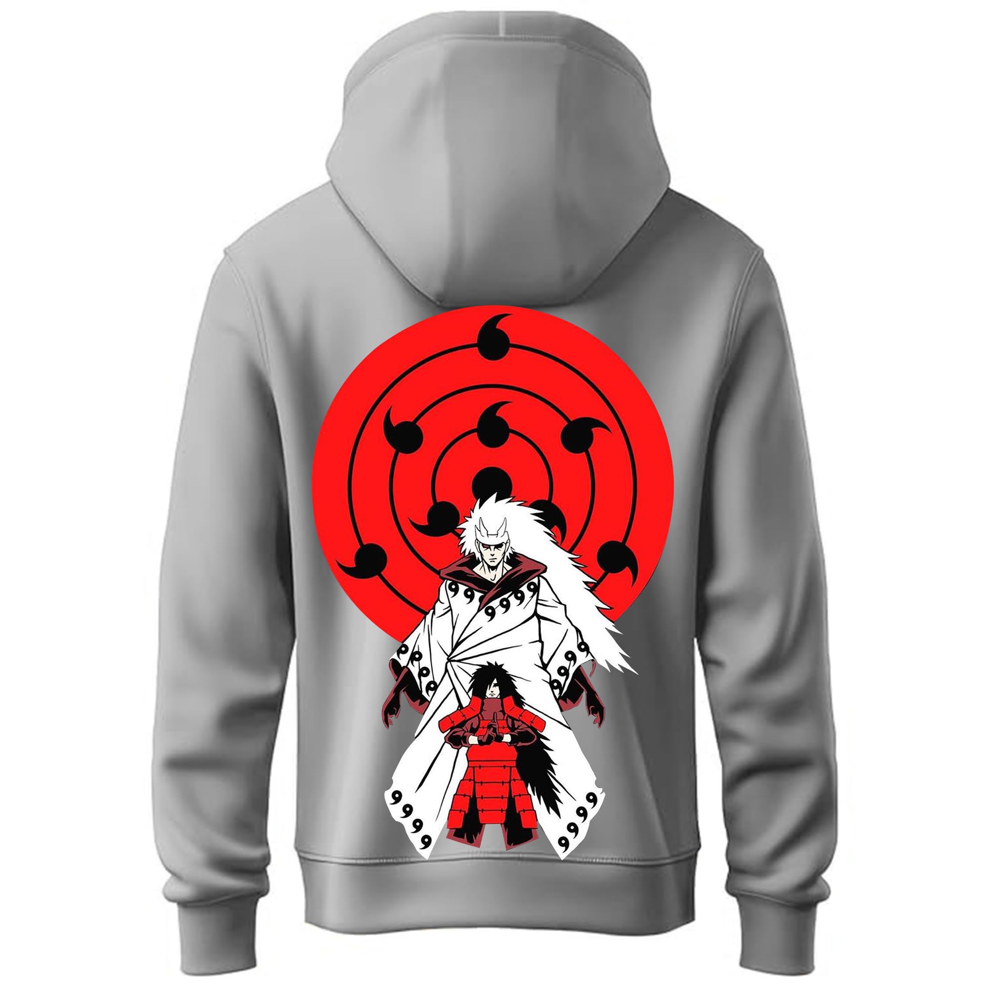 Khakey Anime Hoodie for Boys Naruto Series Madara Uchiha Front and Back Printed Hoodies Hooded Sweatshirt Best Winter Wear
