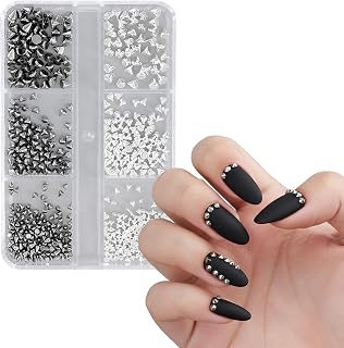 Charms for Nails: Art Rhinestones & Gothic Nails Charms Kit with Studs and Spikes for Crafts, Black Spikes, Goth Jewelry, Nail Piercing Charm Nail Art Supplies