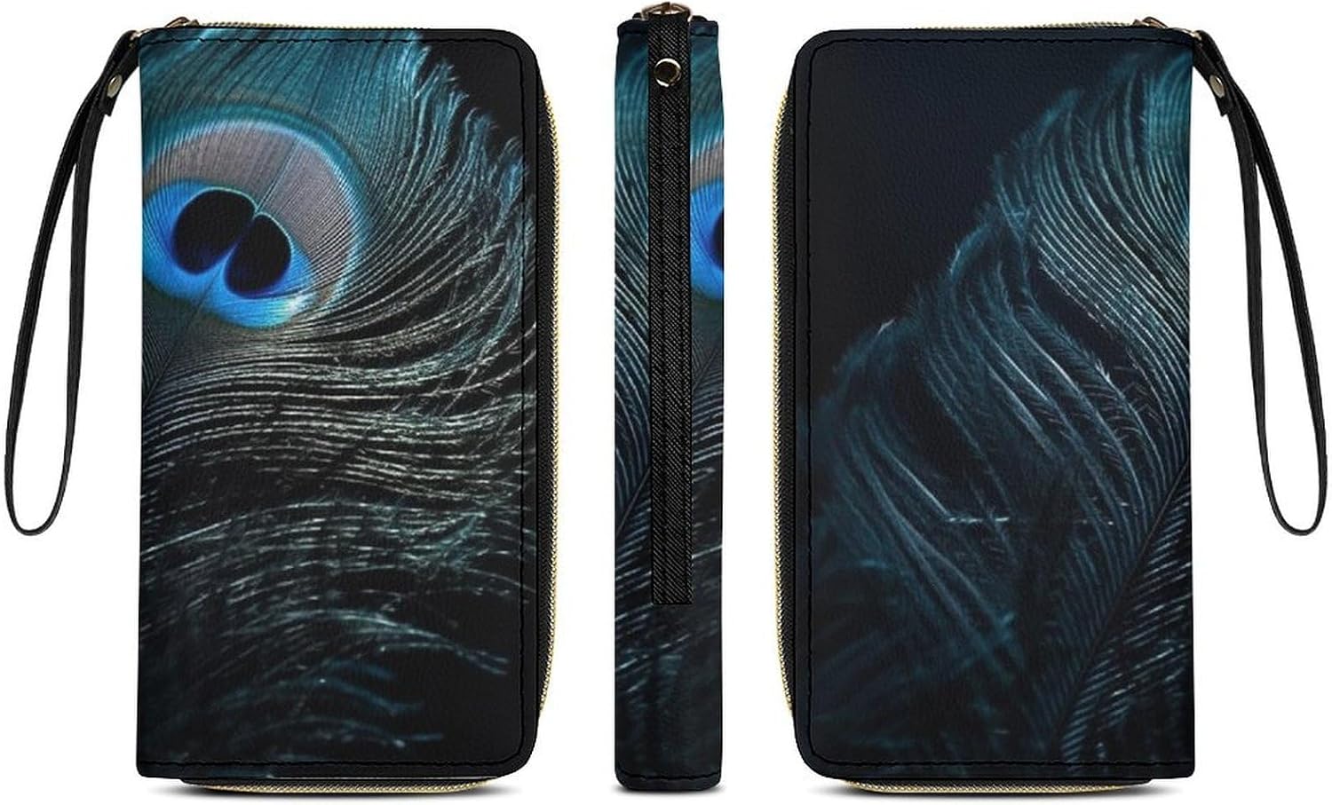 Peacock Feathers Wristlet Clutch Wallet with 4 Card Slots image 5