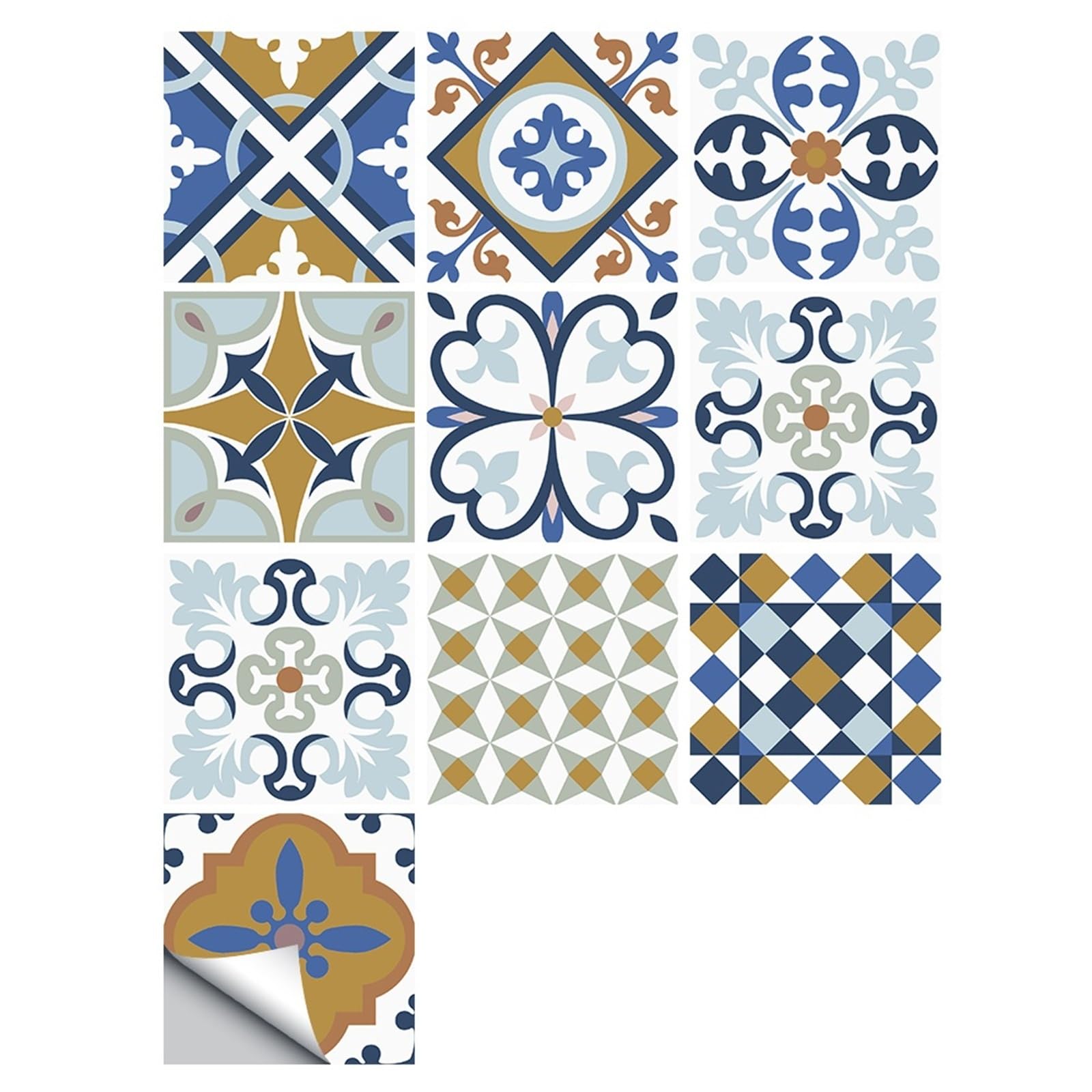 Autocollants carreaux céramique rétro adhésifs muraux 10x10cm mosaïque multicolore