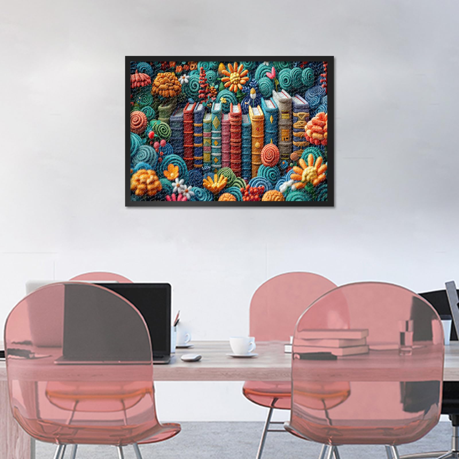 Jigsaw Puzzles for Adults Vintage Row Books Abstract Book Picture Puzzle Books in Flowers Paintings Modern Men Lady Puzzle Kits Crafts Gifts 1000 Pieces - Image 3
