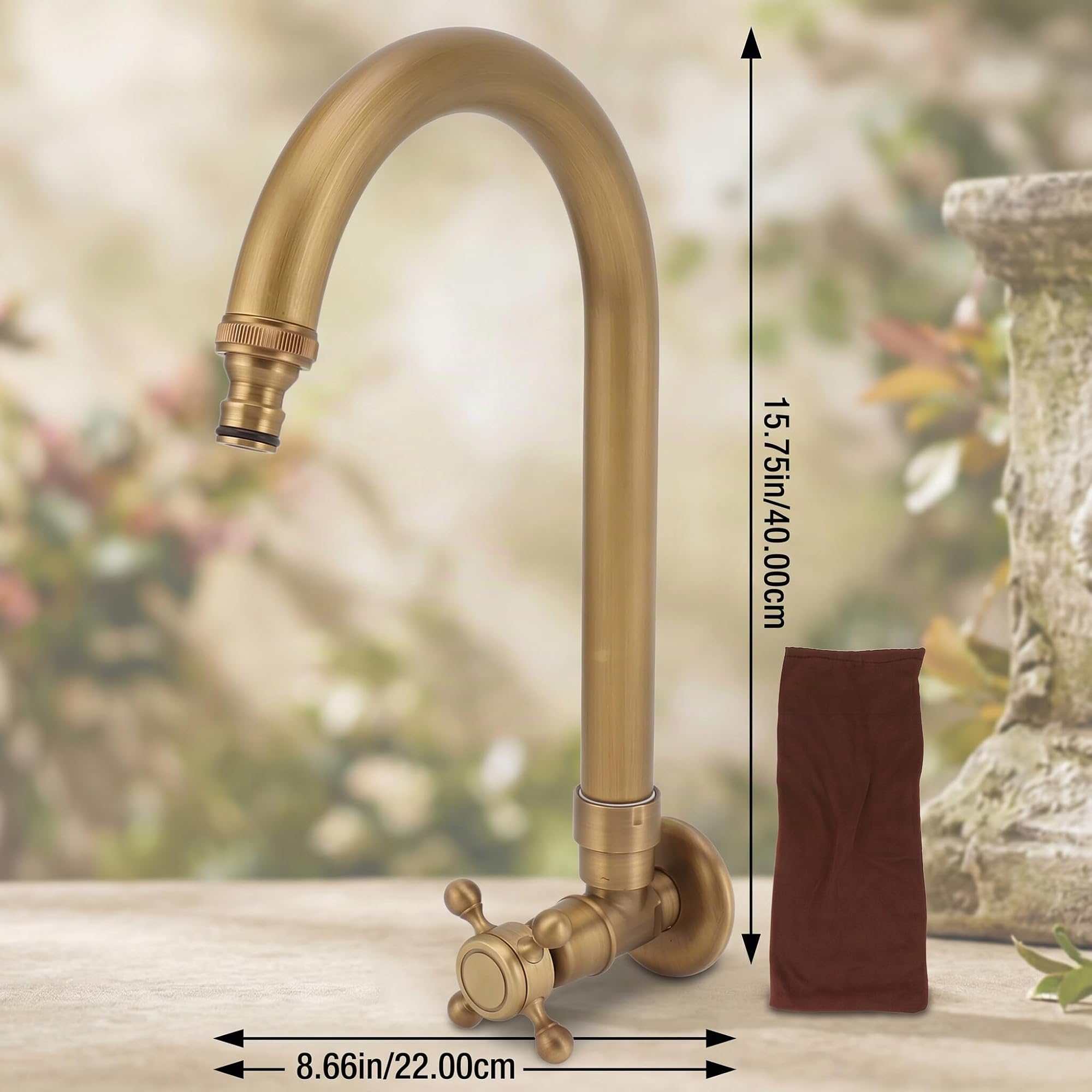 Grifo para Exterior de Jardín, Grifo de Agua Fría de Montaje en Pared Antiguo, Prevención de Grietas por Heladas, Grifo de Agua Fría Individual con Rotación de 360 ​​Grados para