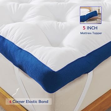 WhatsBedding 5 Inch Memory Foam Mattress Topper for Back Pain, Filled with Flfuffy Soft Breathable Stuffing, Thick Supportive Pillow Top Full Size Mattress Topper