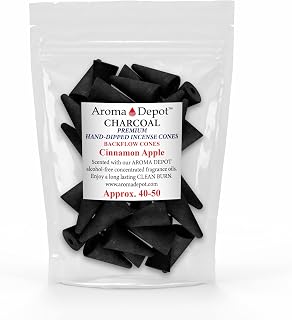 2'' Cinnamon Apple Backflow Charcoal Incense Cones (Approx. 45-50)