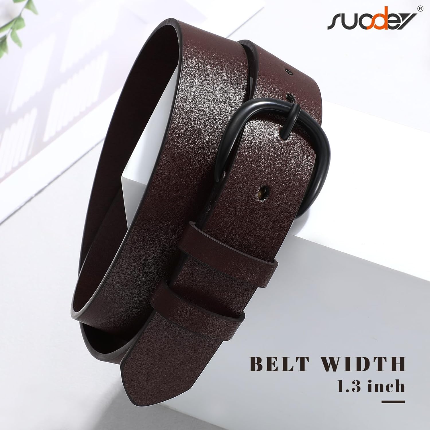 SUOSDEY Womens Casual Leather Belt for Jeans Dress Pants,Fashion Ladies Waist Belt - Image 3