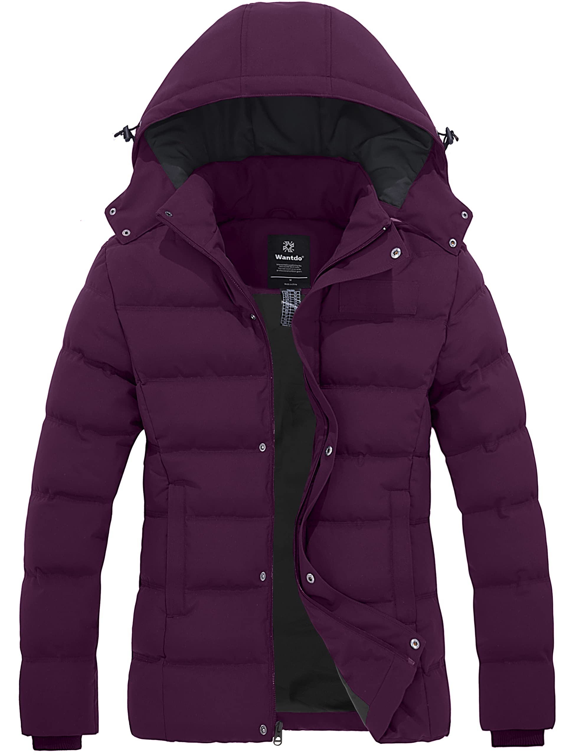 Women's Hooded Warm Winter Coat Quilted Thicken Puffer Jacket with Removable Hood