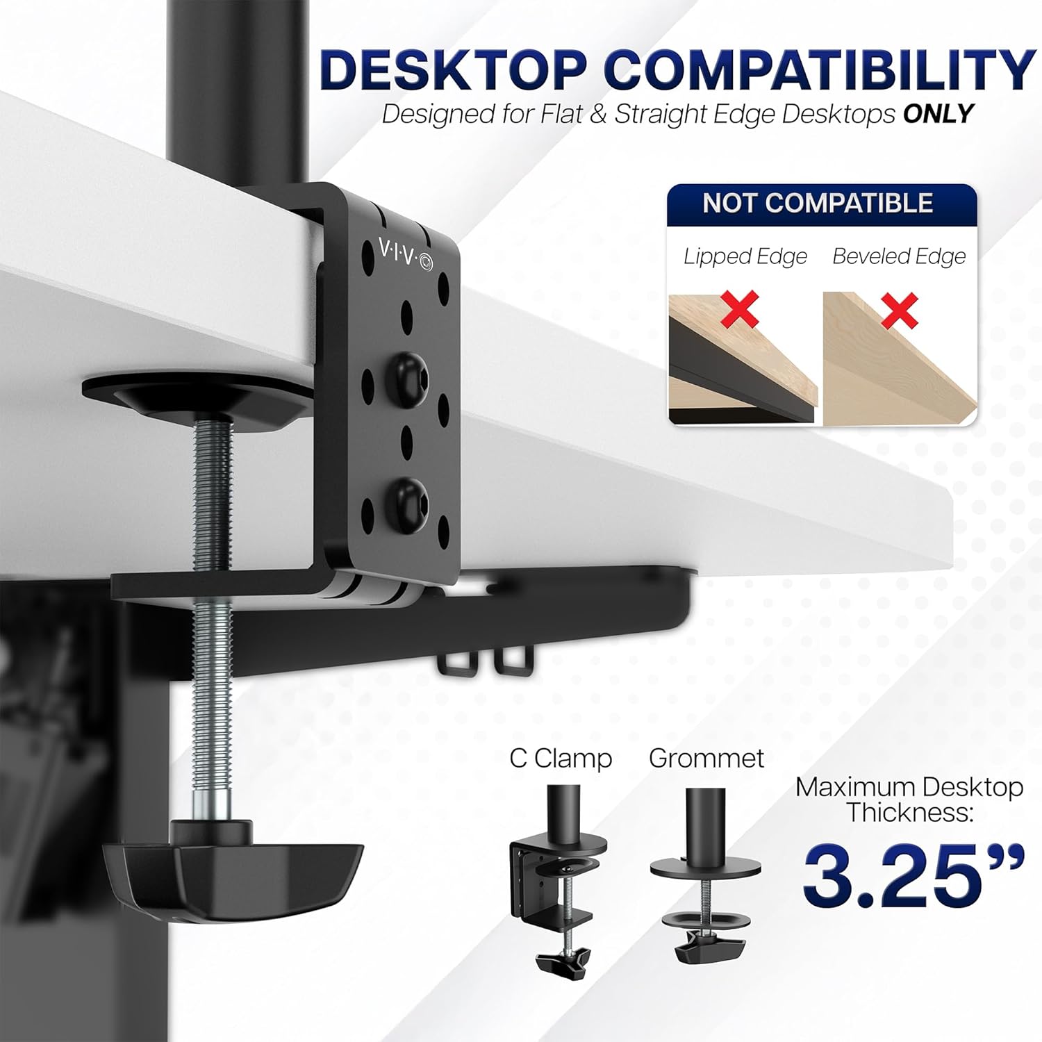 VIVO Dual Monitor Desk Mount, Heavy Duty Fully Adjustable Steel Stand, Holds 2 Computer Screens up to 30 inches and Max 22lbs Each, Gray Color, STAND-V002-GY