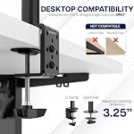 VIVO Dual Monitor Desk Mount, Holds 2 Computer Screens up to 30 inches and 22lbs Each, Heavy Duty Fully Adjustable Steel Stand with C-Clamp and Grommet, Black, STAND-V002 | Black, Articulating, Adjustable Monitor Arm, Grommet or C-Clamp Mounting, Com