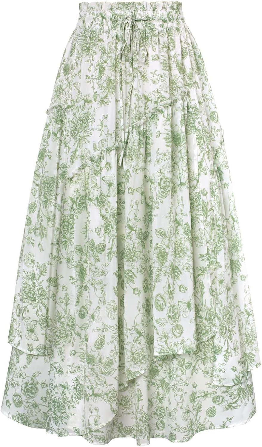 Scarlet Darkness Women Floral Print Boho Skirt Elastic High Waist Long Maxi Skirts with Pockets