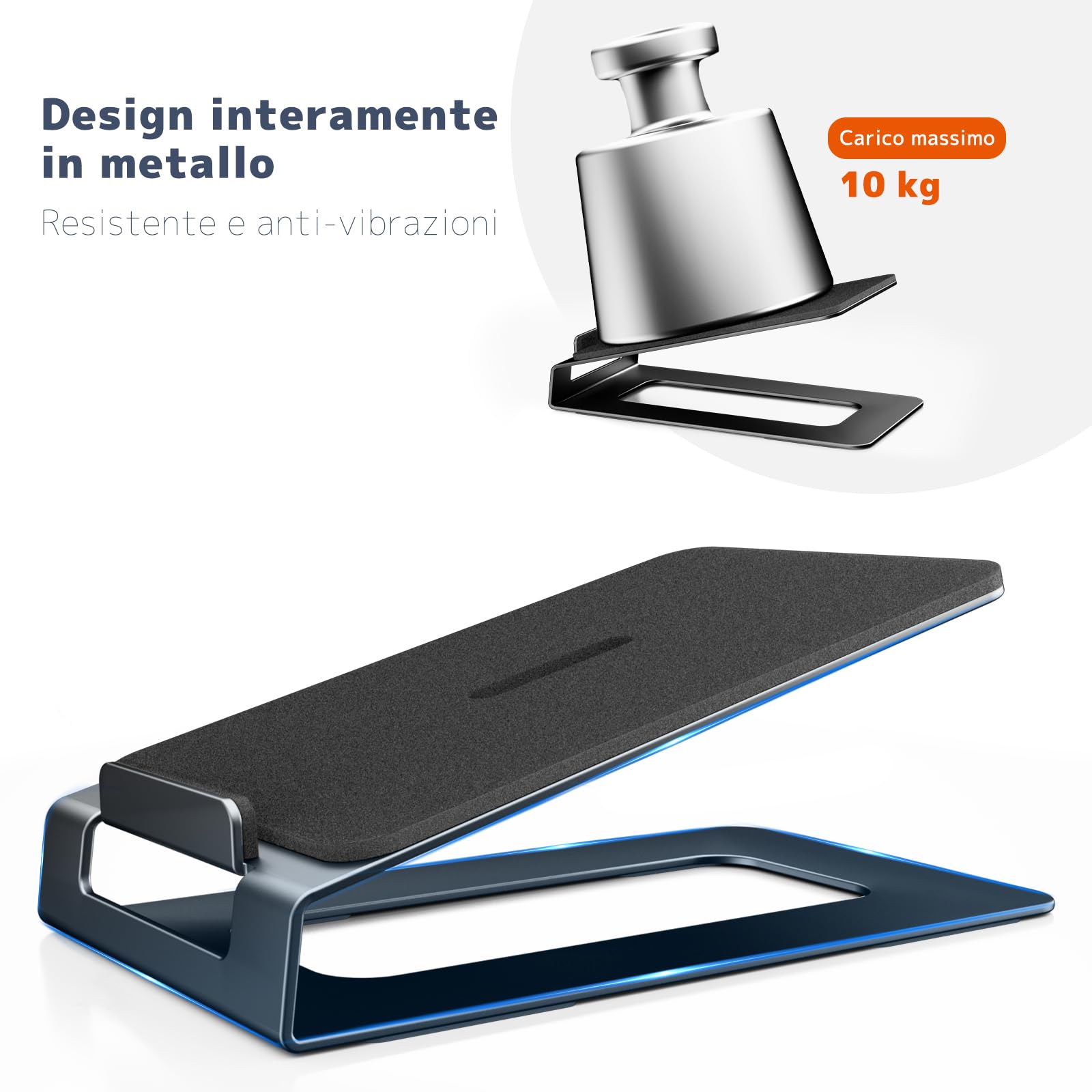 Supporti Altoparlanti PUTORSEN con Ammortizzatori | Portata 10 kg | Inclinazione 16° | Altezza 7,5-10 cm | Per PC e Studio (Coppia)