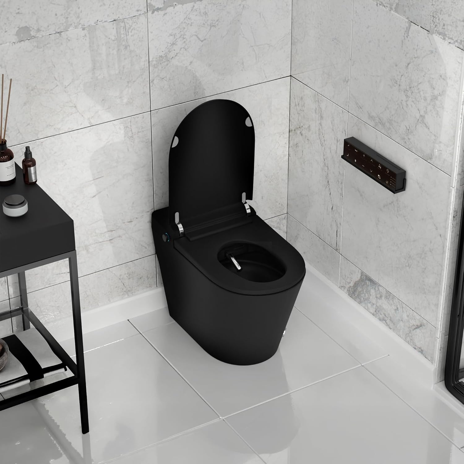 ANZZI ENVO Echo Elongated Smart Toilet Bidet in Matte Black with Auto Open, Auto Close, Auto Flush, Heated Seat, Voice Commands, and Wifi Controls | TL-STFF950WIFI-MB