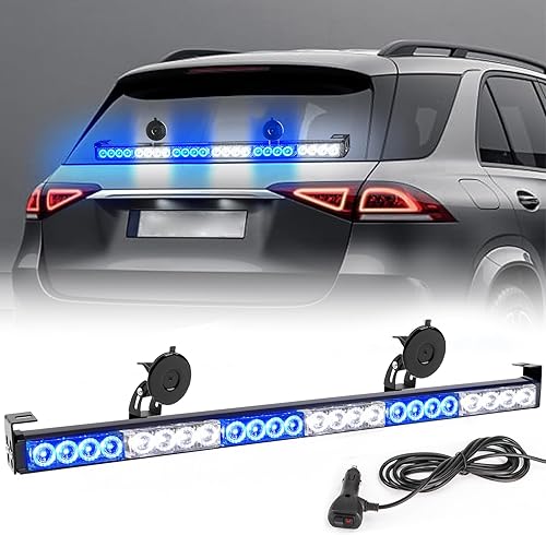 Miniatura 2 de FEELOTAM - Luces estroboscópicas de emergencia azul y blancas para primeros auxilios, bomberos, policía, vehículos de bomberos, luz LED de