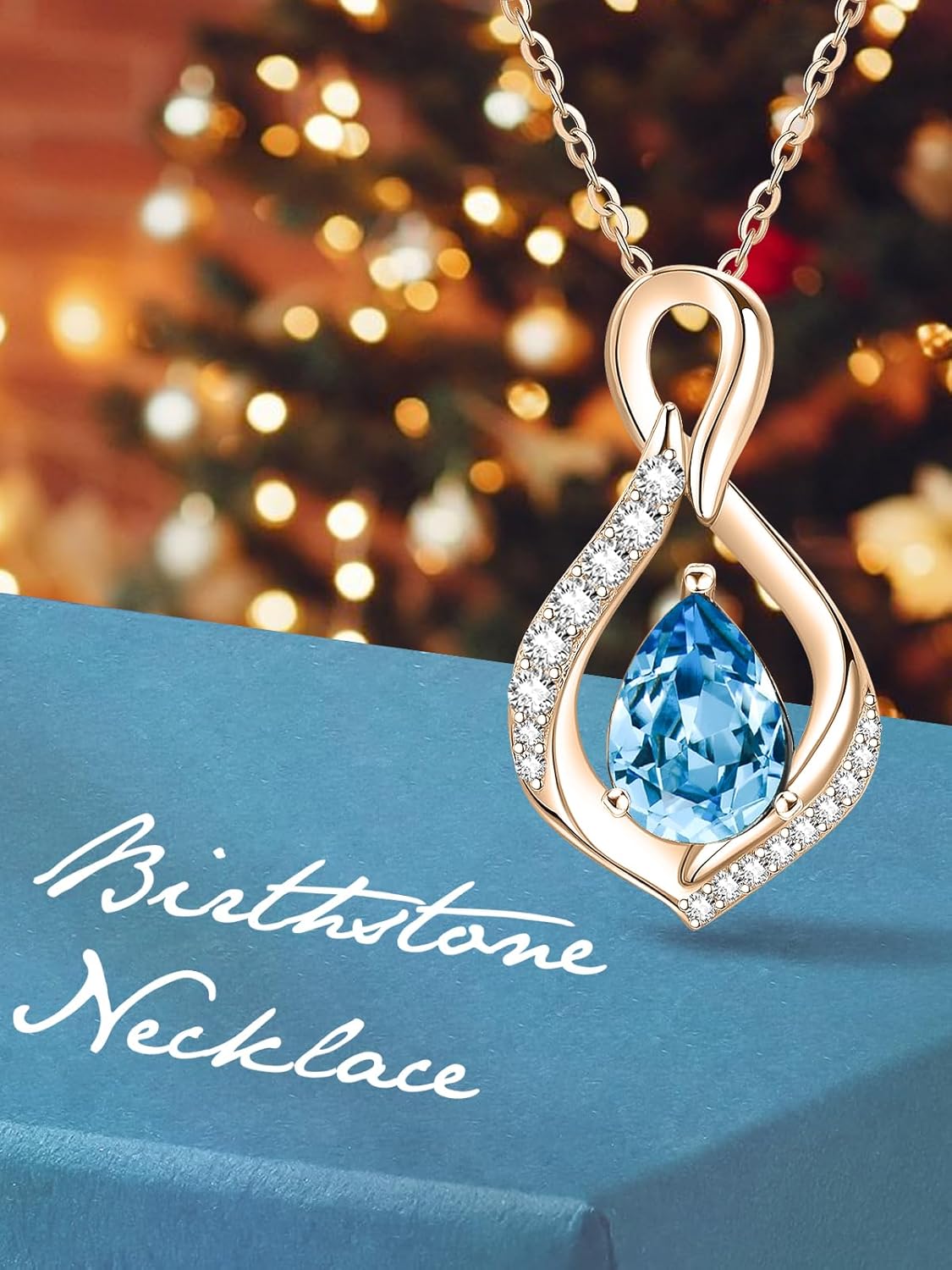 Infinity Necklaces for Women, White Gold/14K Gold/Rose Gold Forever Love Jewelry Gift with Birthstone Pendant for Wife Her Mom