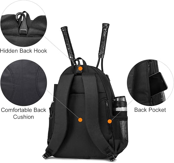 Sucipi Tennis Bag Professional Tennis Backpack for Men and Women Racket Bags Holds 2 Rackets with Ventilated Shoe Compartment
