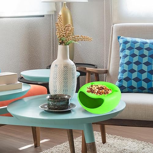 Miniatura 2 de Bavokon Cuenco de pistachos, cuenco doble con almacenamiento de semillas con ranura para teléfono celular, organizador de platos para servir