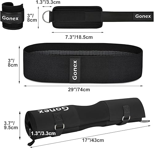 Miniatura 5 de Gonex Barbell Pad Set for Squats Hip Thrusts Upgraded Bar Neck Pads Workout Foam Weightlifting Cushion with 2 Gym Ankle Straps Hip Resistance Band