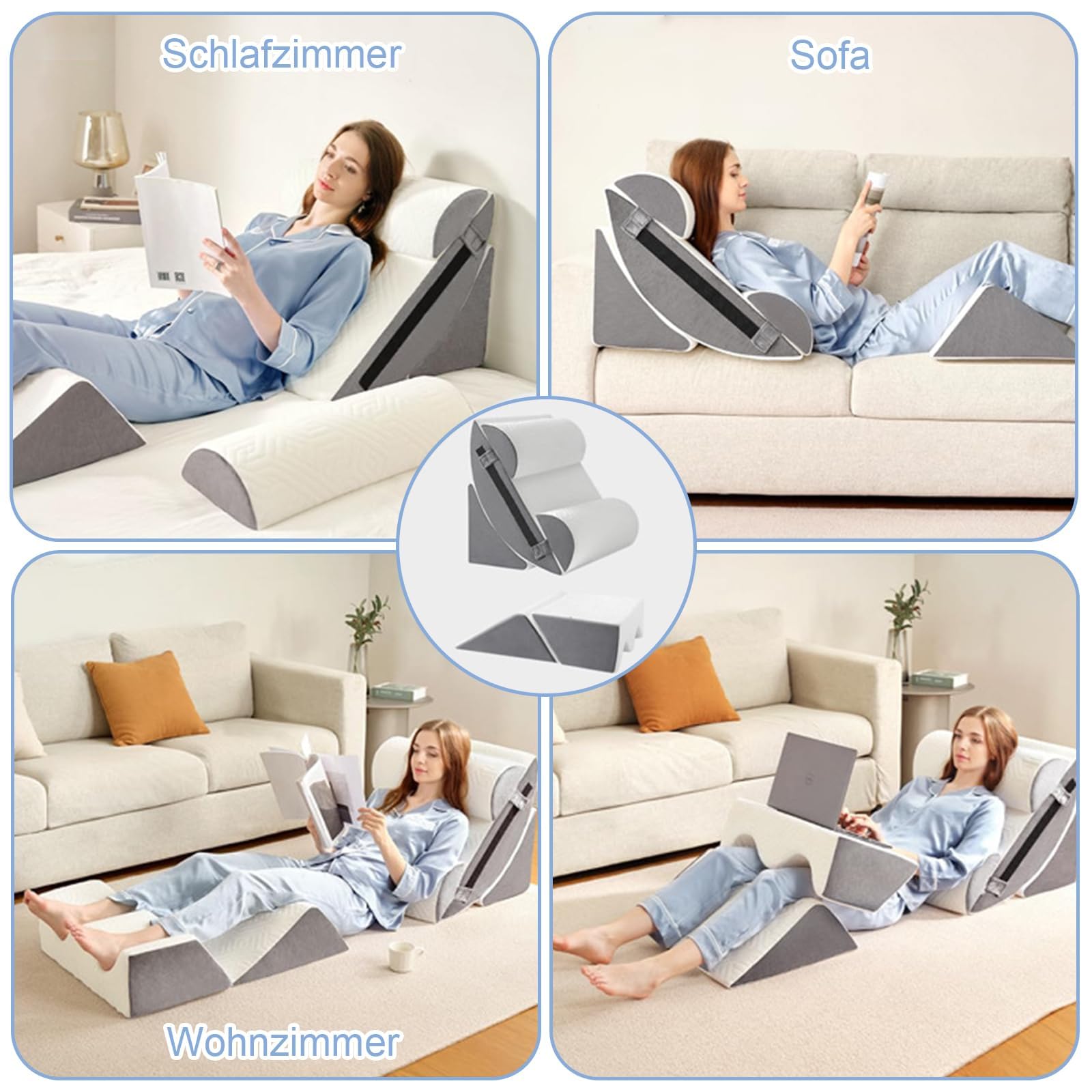 Juego de 6 almohadas ortopédicas para cama con cuña para cirugía postal, cojín de espuma de memoria, alivio del dolor de espalda y piernas, cómodo y ajustable, cojín de apoyo antironquidos