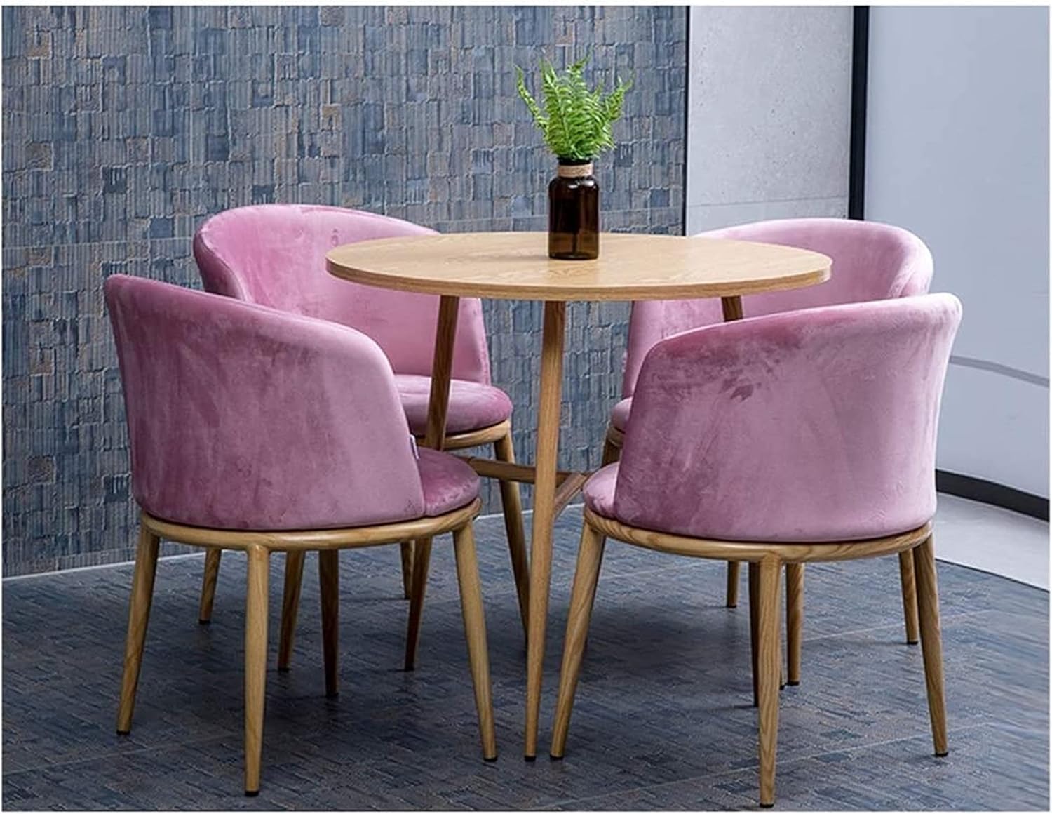 Office Meeting Room Small Conference Table Set Office Table and Chair Set for Combination Lounge Small Round Table 1 Table 4 Chairs Maternal Room Milk T (Green-One Size)