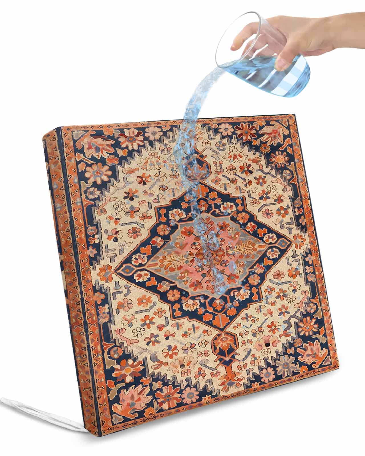 2 Pack Boho Southwest Waterproof Cushion Covers with Ties, Outdoor Patio Chaise Lounge Chair Seat Cushion Slip Covers Replacement(Only Cover) Retro Farmhouse Aztec Tribal Geometric 20