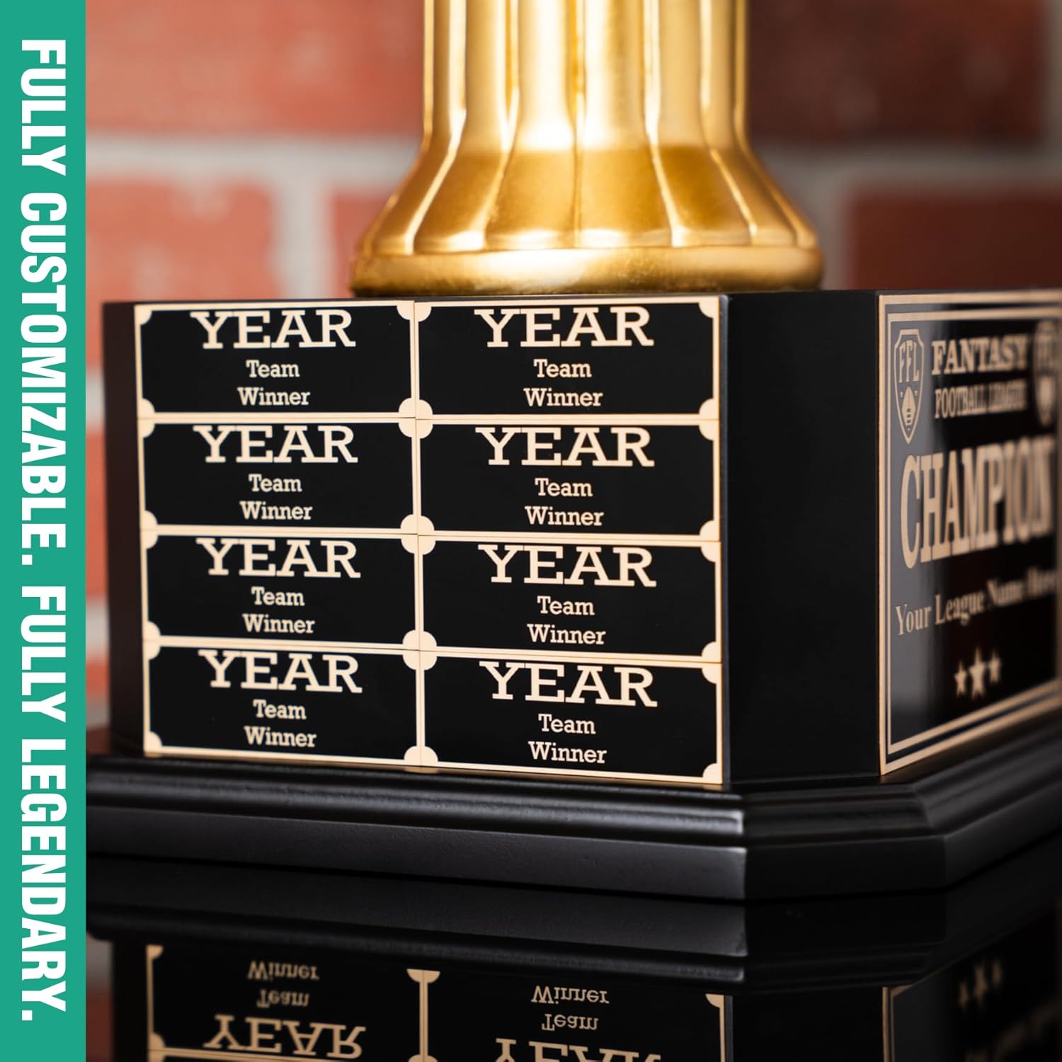 TrophySmack Perpetual Fantasy Football Trophy - Customizable Championship Trophy Award Winner | Free Engraving up to 16 Years Past Winners