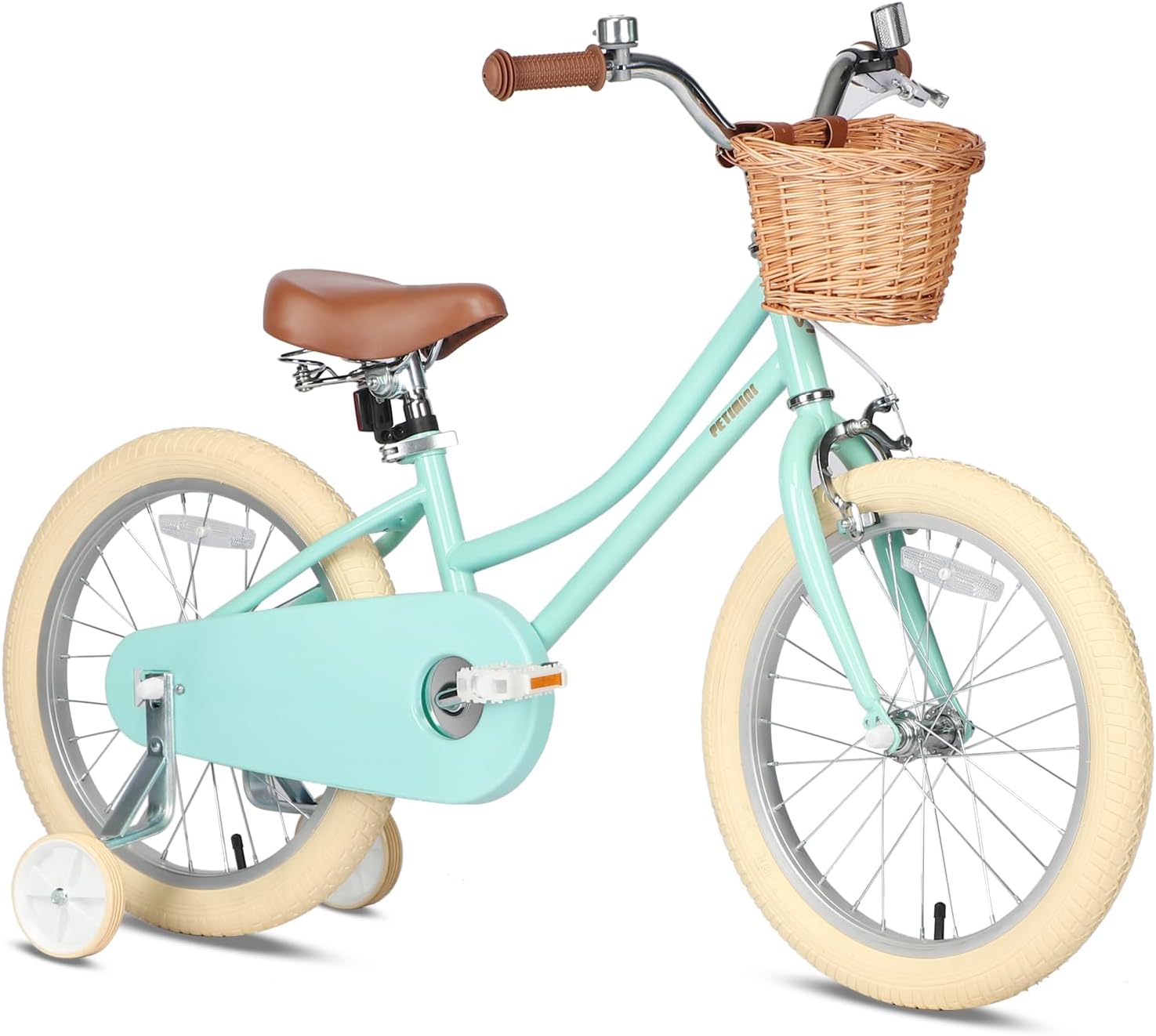 Vintage Kids Bike for Girls, 12โ20 Inch Classic Bicycle with Wicker Basket & Bell, High Tensile Steel Frame, Training Wheels (12โ18โ), 85% Pre-Assembled, Retro Bike for Outdoor Riding