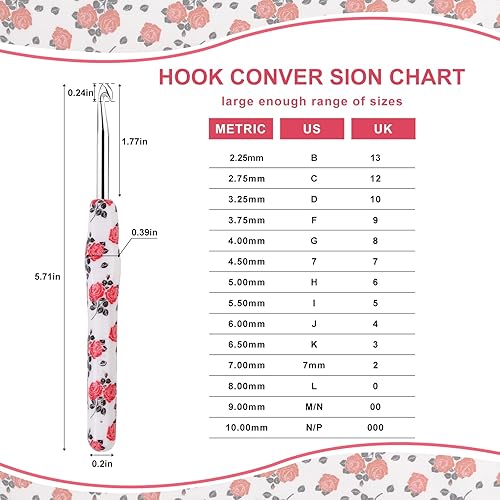Miniatura 2 de LOOEN Juego de 18 grupos de agujas de ganchillo, organizador de bolsas de rollo para varios ganchos de ganchillo con estuche de almacenamiento,
