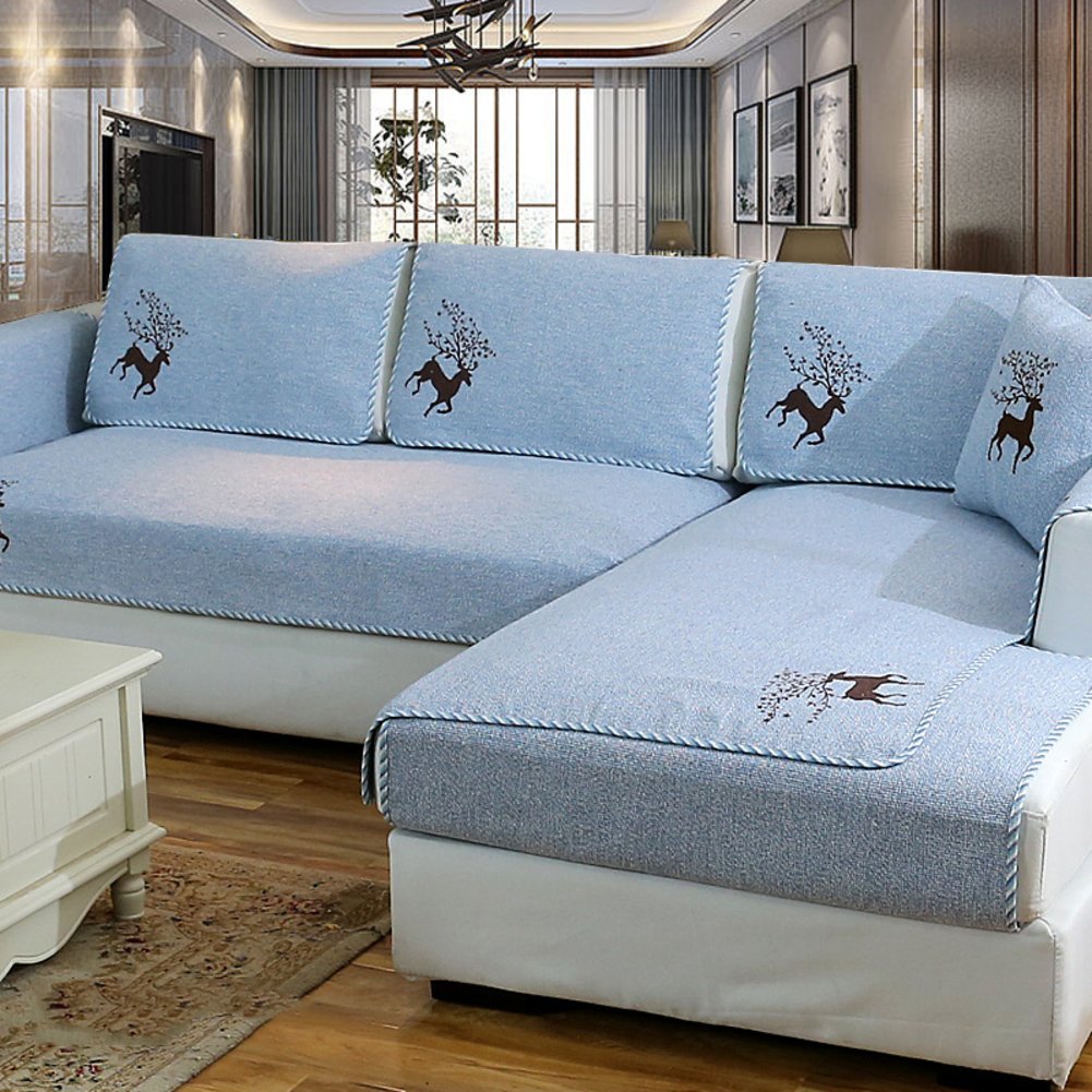YANGYAYA Sectional sofa slipcovers,Sofa towel covers,Sofa protector cotton linen anti-slip decorative sofa covers throw sets for living room cushion cover-A 110x240cm(43x94inch)(1PCS)