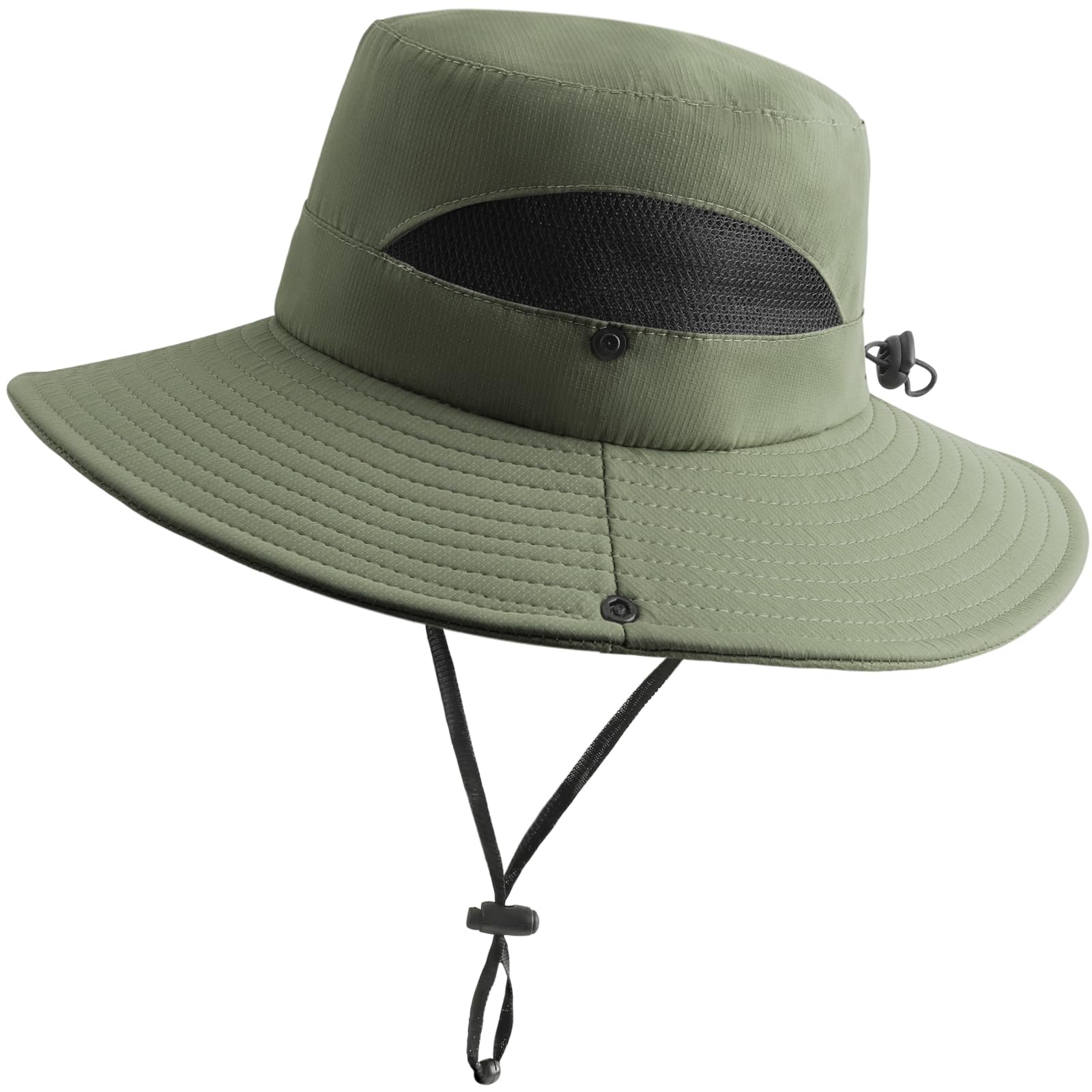 DRESHOW Damen Sonnenhut UV Schutz Hut Faltbar Mesh Breite Krempe Angeln Pferdeschwanz Sommerhüte Strand Eimer Hüte
