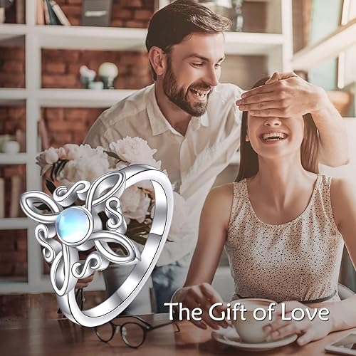 Miniatura 5 de Witches Knot Rings 925 Sterling Silver Witch's Magical Knot Rings Black OnyxMoonstone Pagan Jewelry Celtic Cross Jewelry for Women