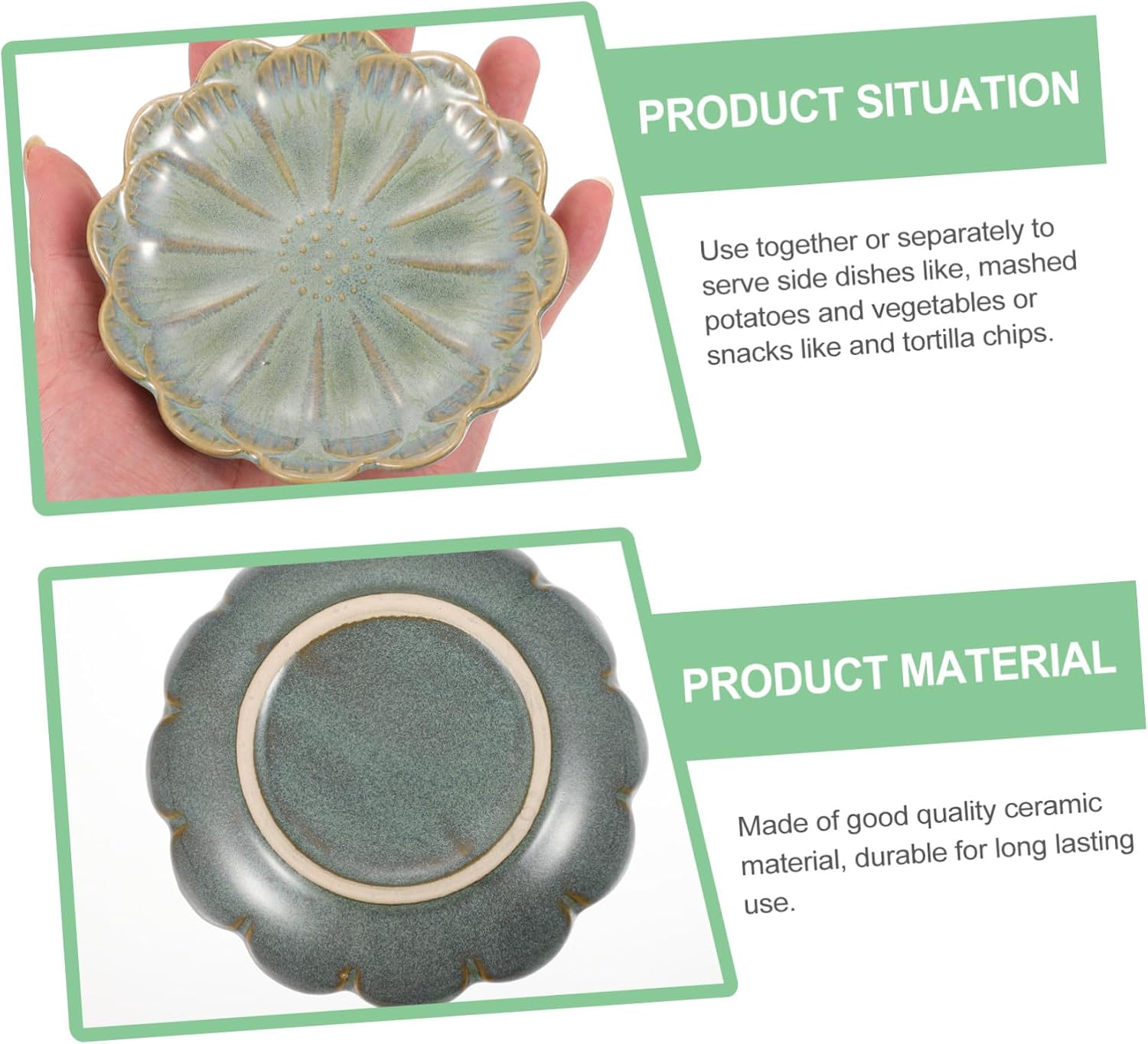 Ceramic Flower Shape Snack Dish for Sauces and Side Dishes