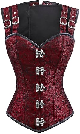 Charmian Womens Gothic Steampunk Brocade Steel Boned Bustier Corset Vest