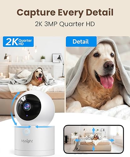 Miniatura 7 de Cámara para mascotas, cámara para perros de 5G/2.4 GHz con aplicación de teléfono, cámara de seguridad panorámica/inclinación de 360° para