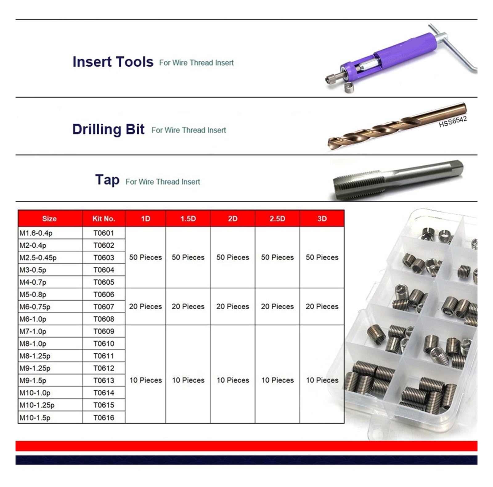 Insertos roscados 5/8, tuerca helicoil de inserción de rosca de alambre de acero inoxidable 304, 5/8-11unc, 5/8-18unf, G003(3D -50 pieces,5-8 -11unc)